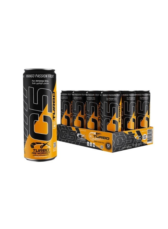 C5 Turbo Energy Drink 355ml – Mango Passion Fruit (Pack of 12) - Image 1